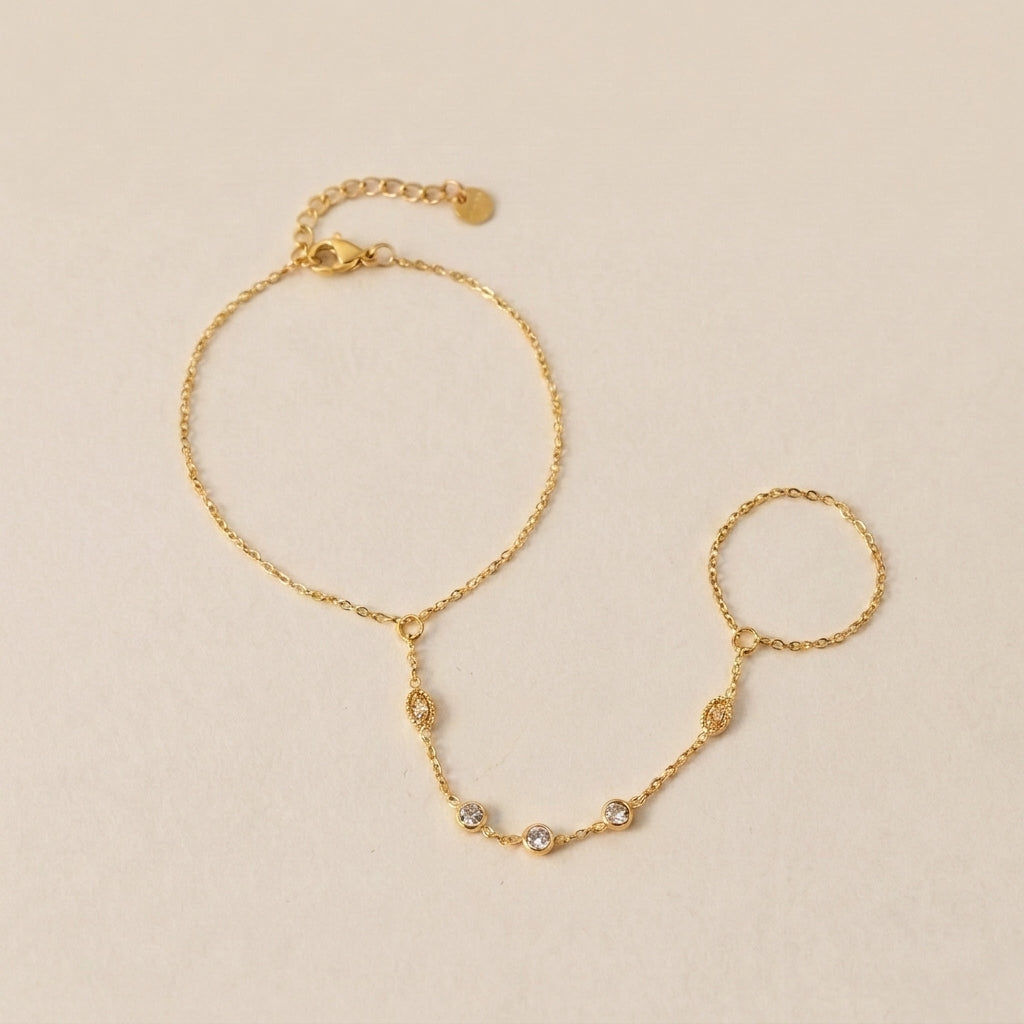 Hand Chain Finger Bracelet Gold Plated