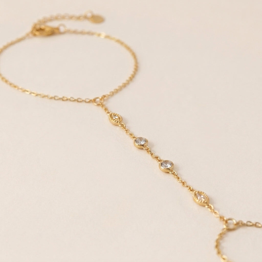 Hand Chain Finger Bracelet Gold Plated