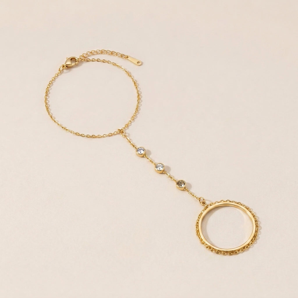 Hand Chain Finger Bracelet Gold Plated