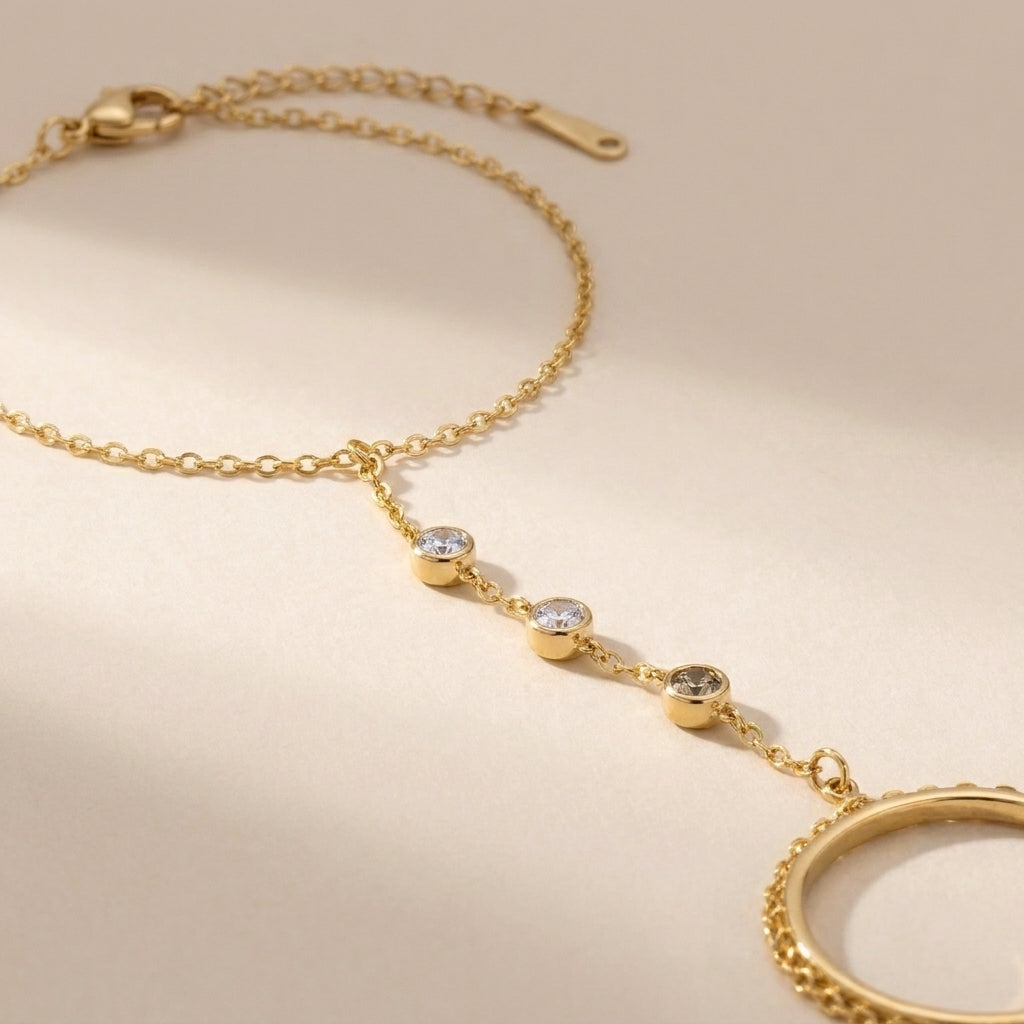 Hand Chain Finger Bracelet Gold Plated