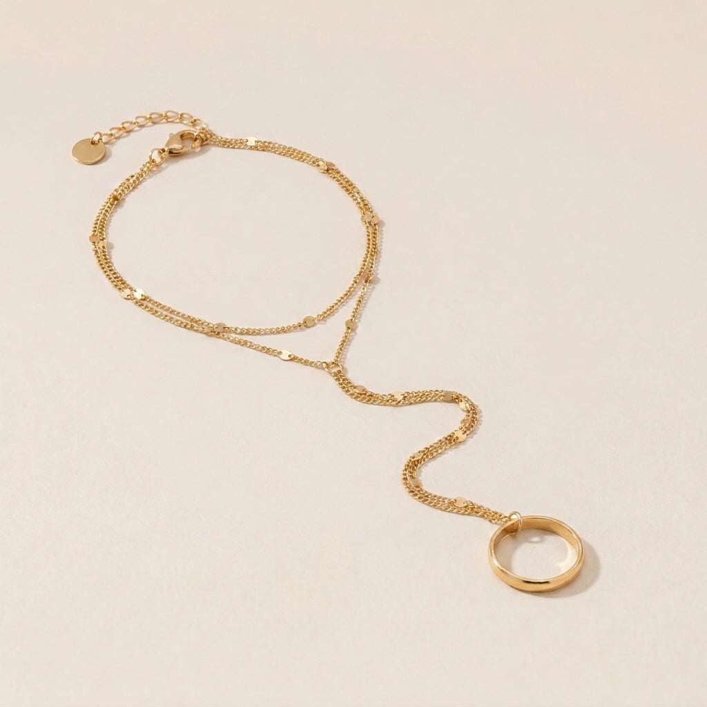 Hand Chain Finger Bracelet Gold Plated
