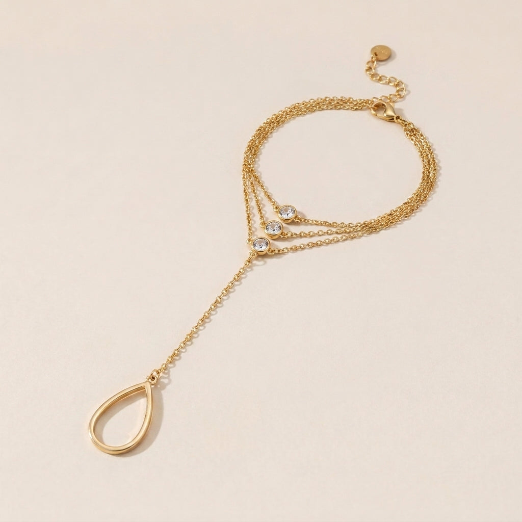 Hand Chain Finger Bracelet Gold Plated