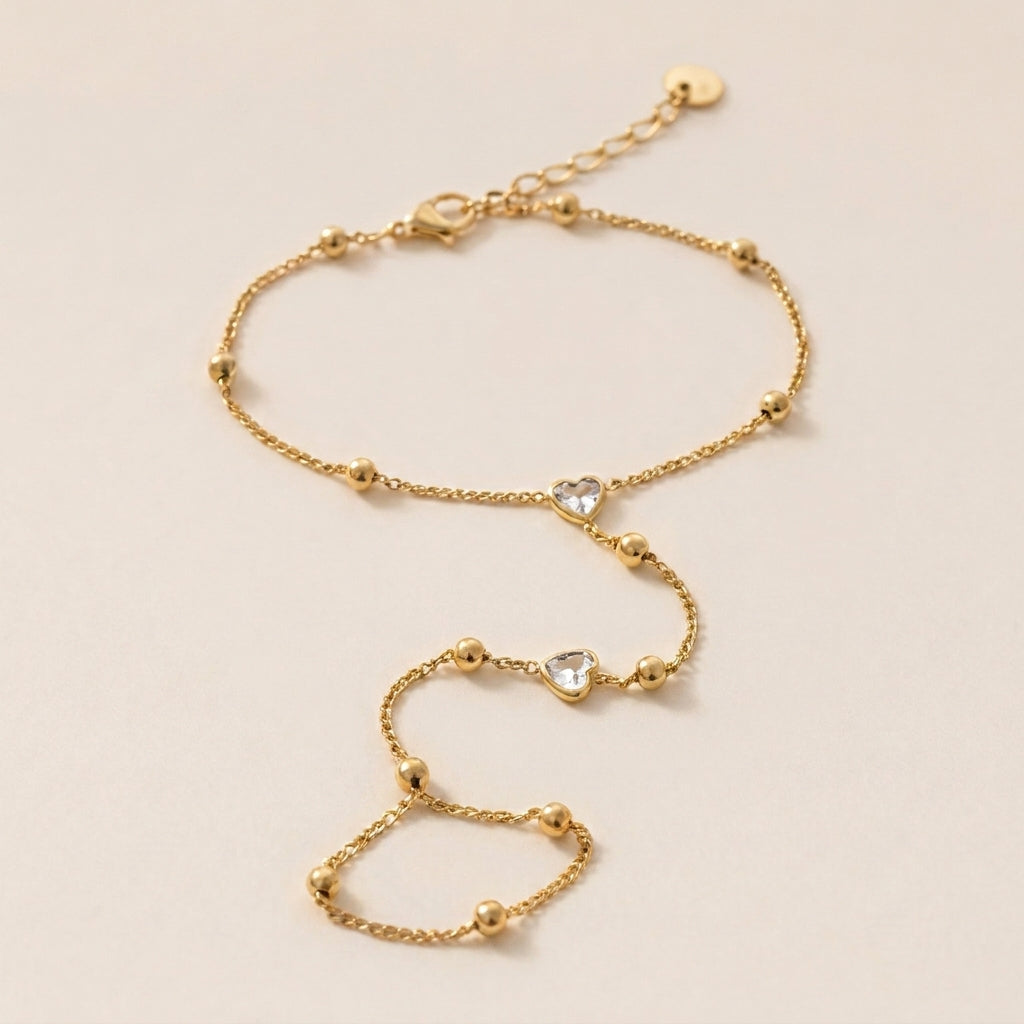 Hand Chain Finger Bracelet Gold Plated