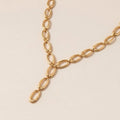Long Y-Shaped Necklace Copper Chain Leaf Pendant
