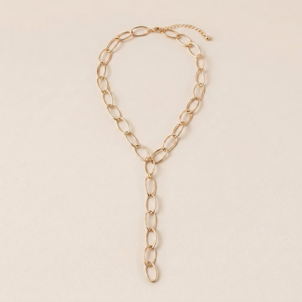 Geometric Hollow Y-Shaped Lariat Bracelet