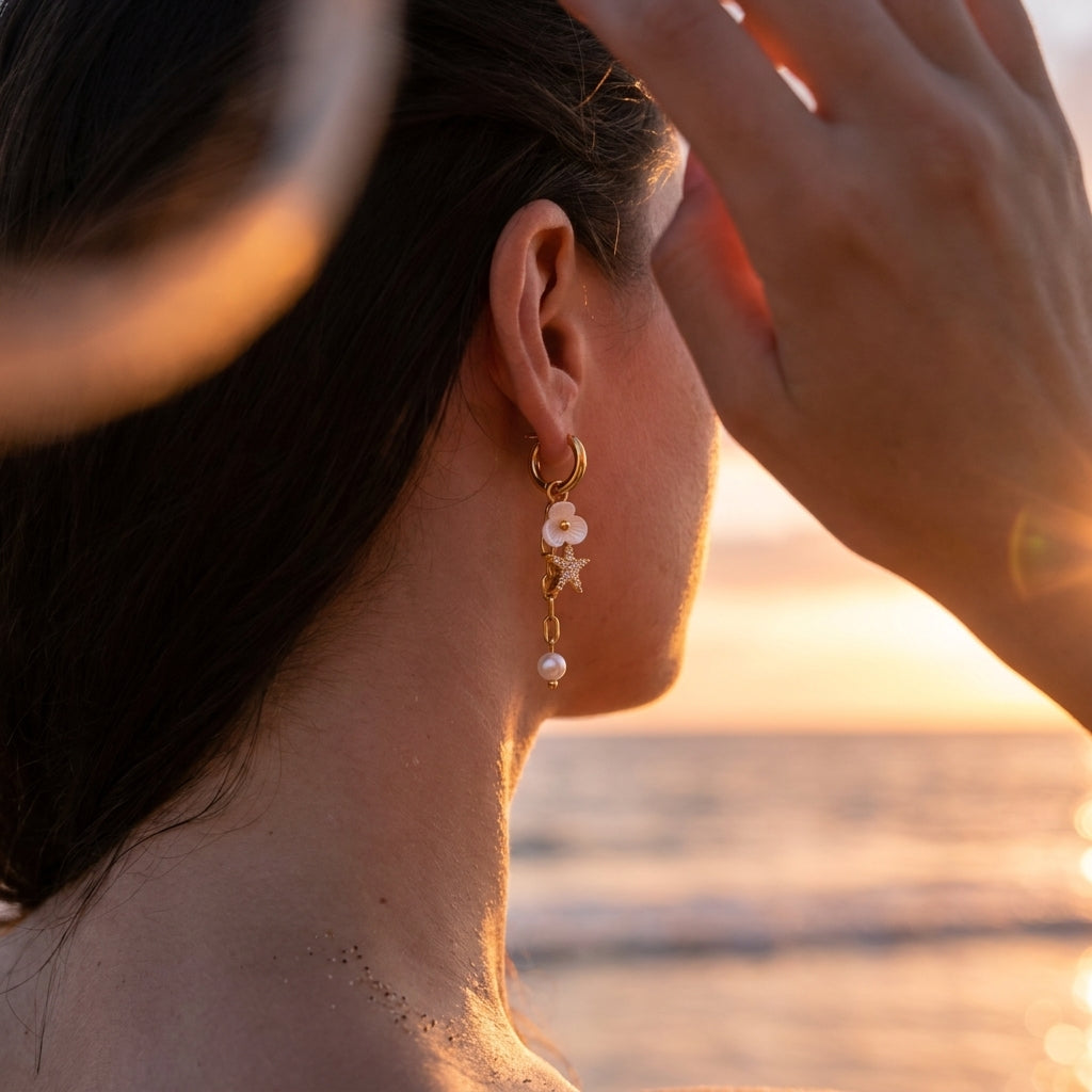 Gold Plated Baroque Pearl Drop Earrings