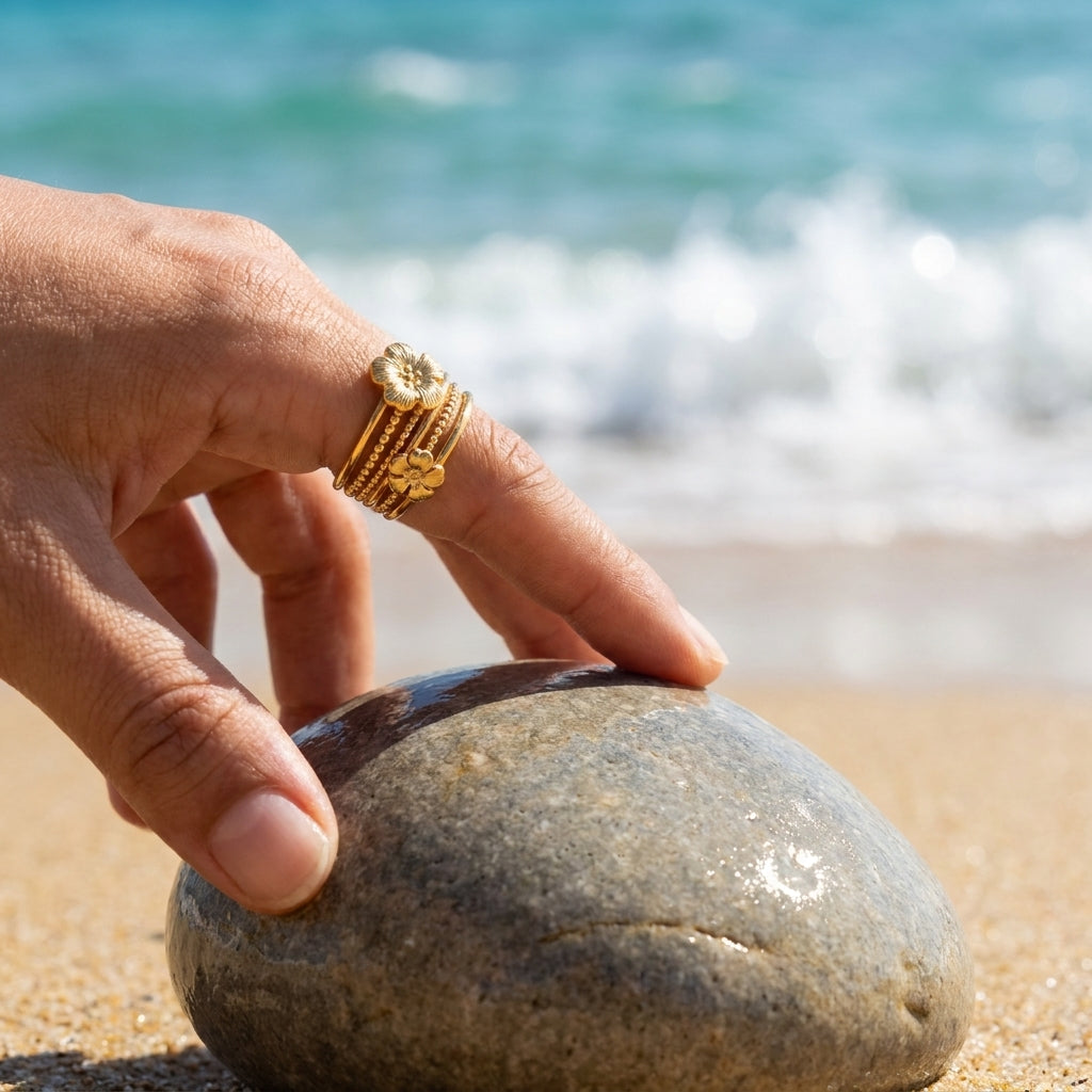 Multi Layer Stackable Rings Gold Plated
