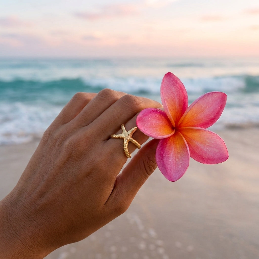 Starfish Shell Adjustable Ring