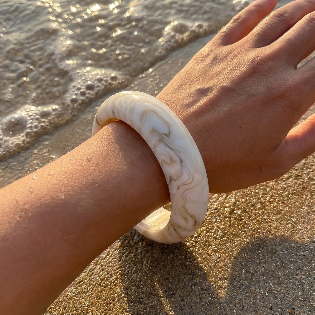 Vintage Marble Resin Bangle Bracelet