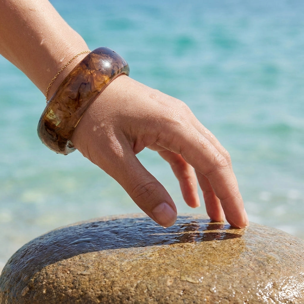 Vintage Marble Resin Bangle Bracelet