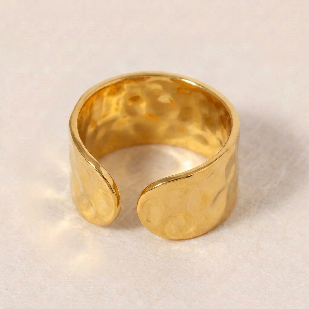 Chunky Textured Wide Gold Statement Rings