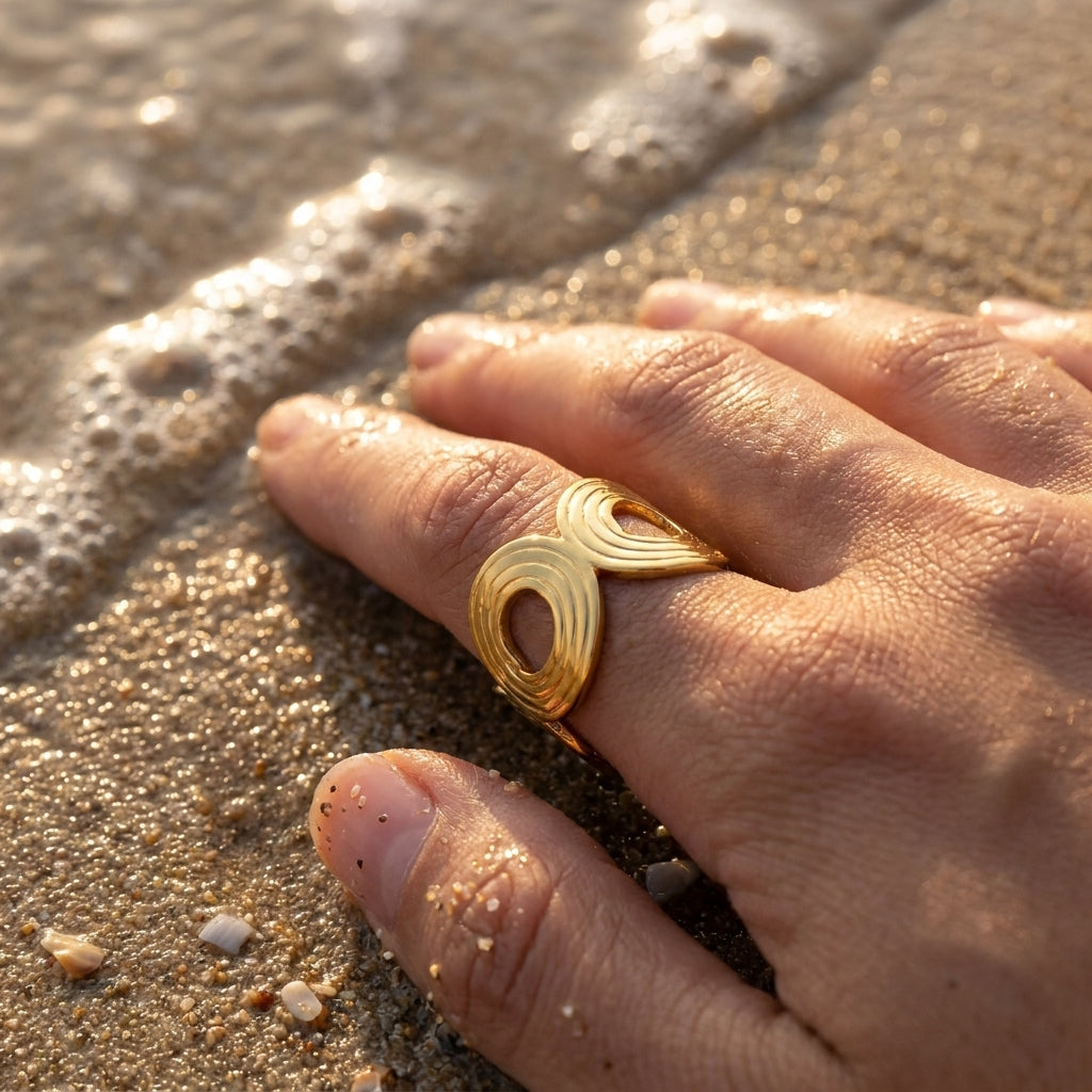 Chunky Textured Wide Gold Statement Rings