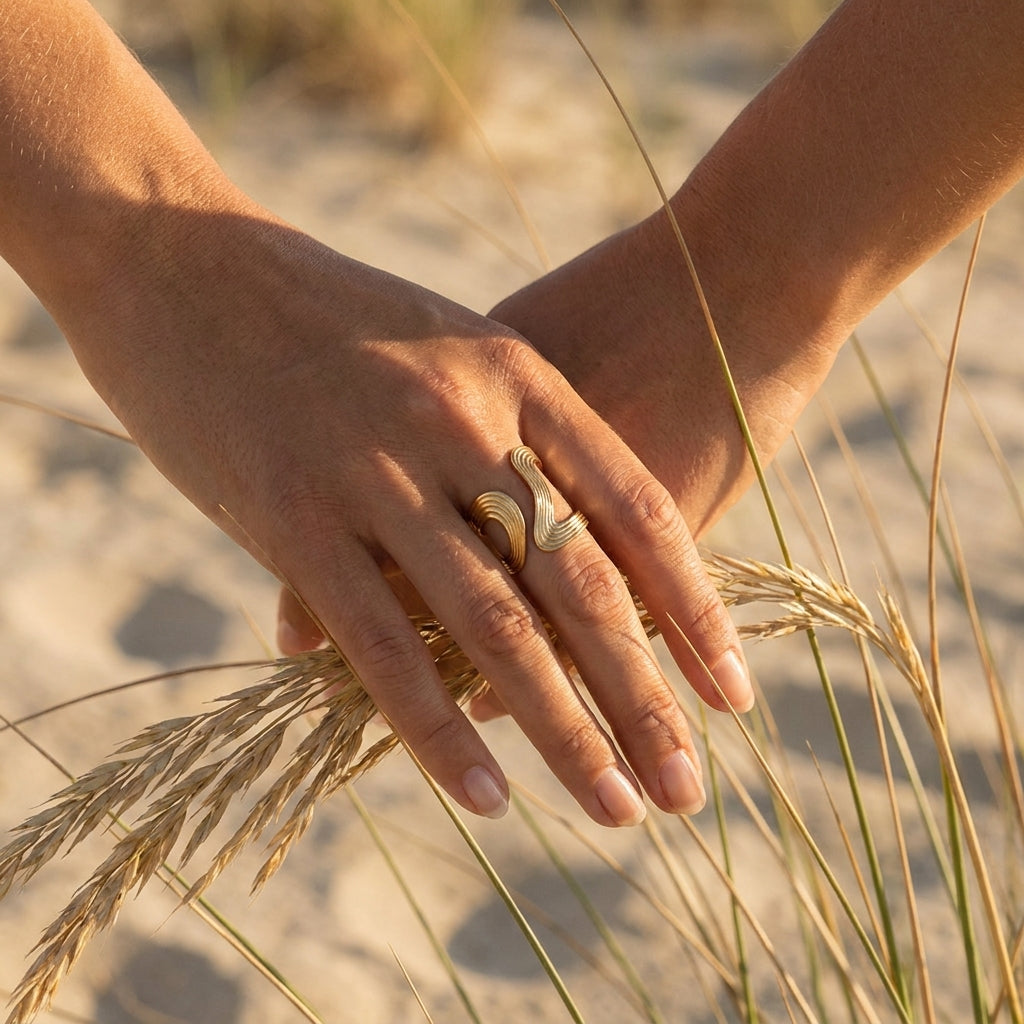 Chunky Textured Wide Gold Statement Rings