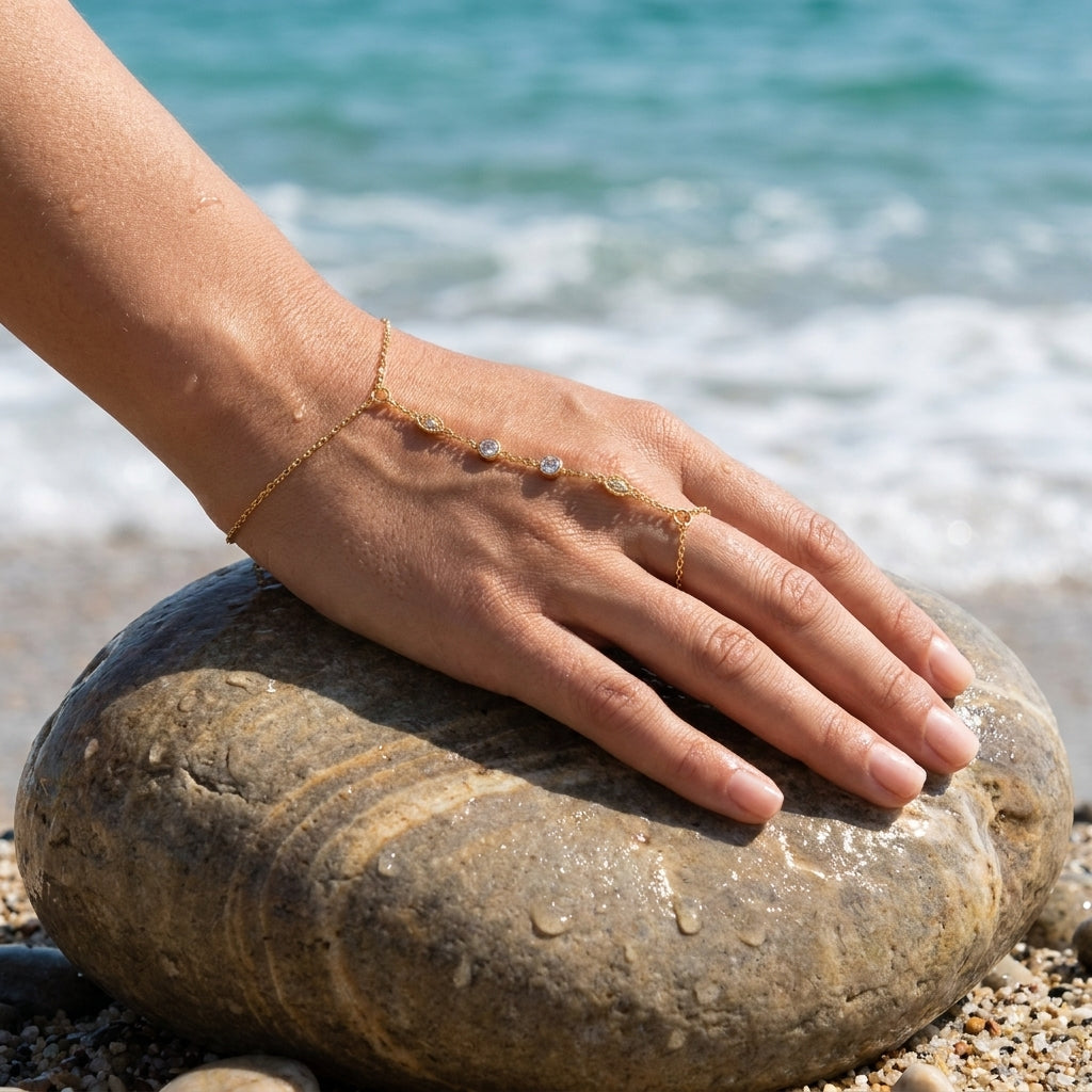 Hand Chain Finger Bracelet Gold Plated