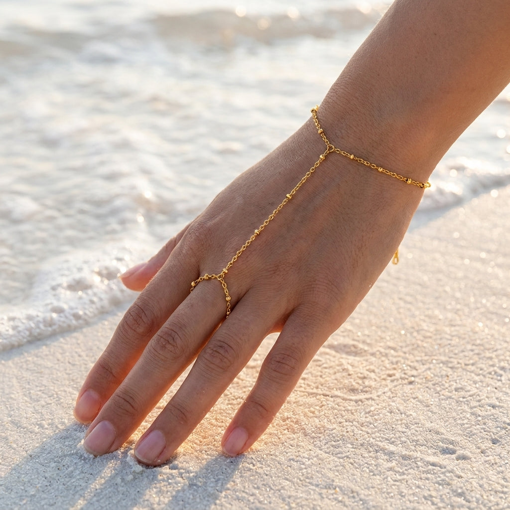 Hand Chain Finger Bracelet Gold Plated