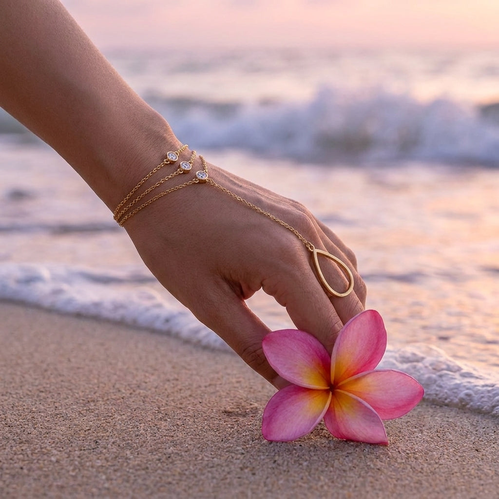 Hand Chain Finger Bracelet Gold Plated