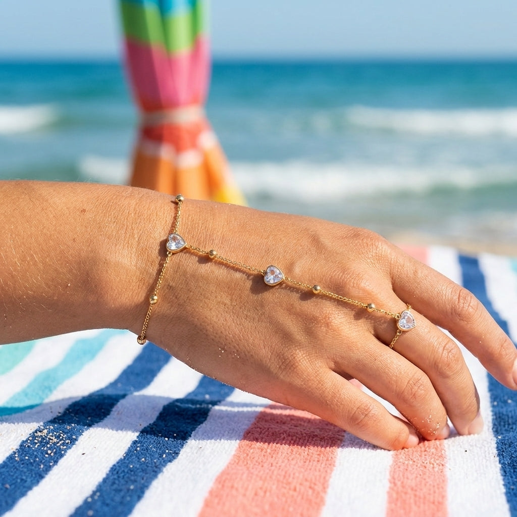 Hand Chain Finger Bracelet Gold Plated