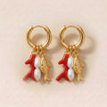 Nautical Shell Dangle Earrings With Pearl