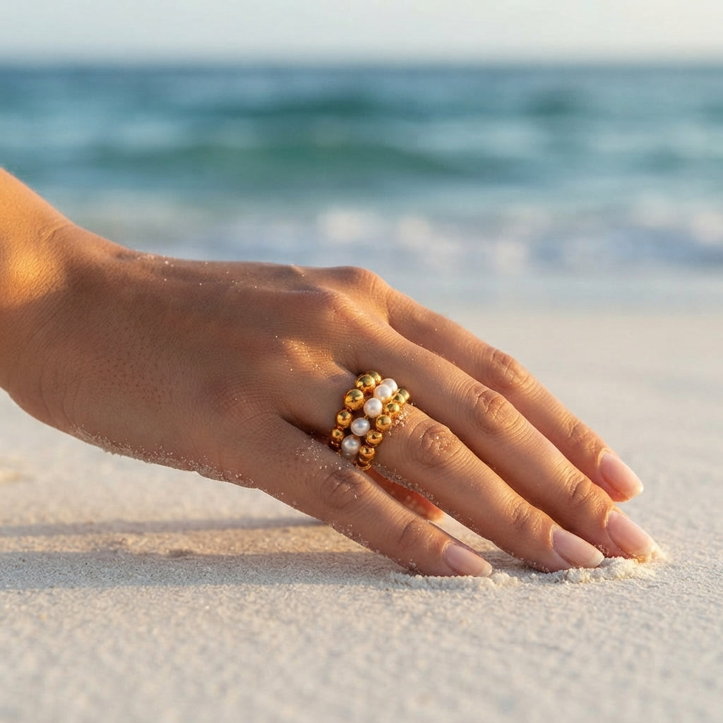 Pearl Cluster Band Ring