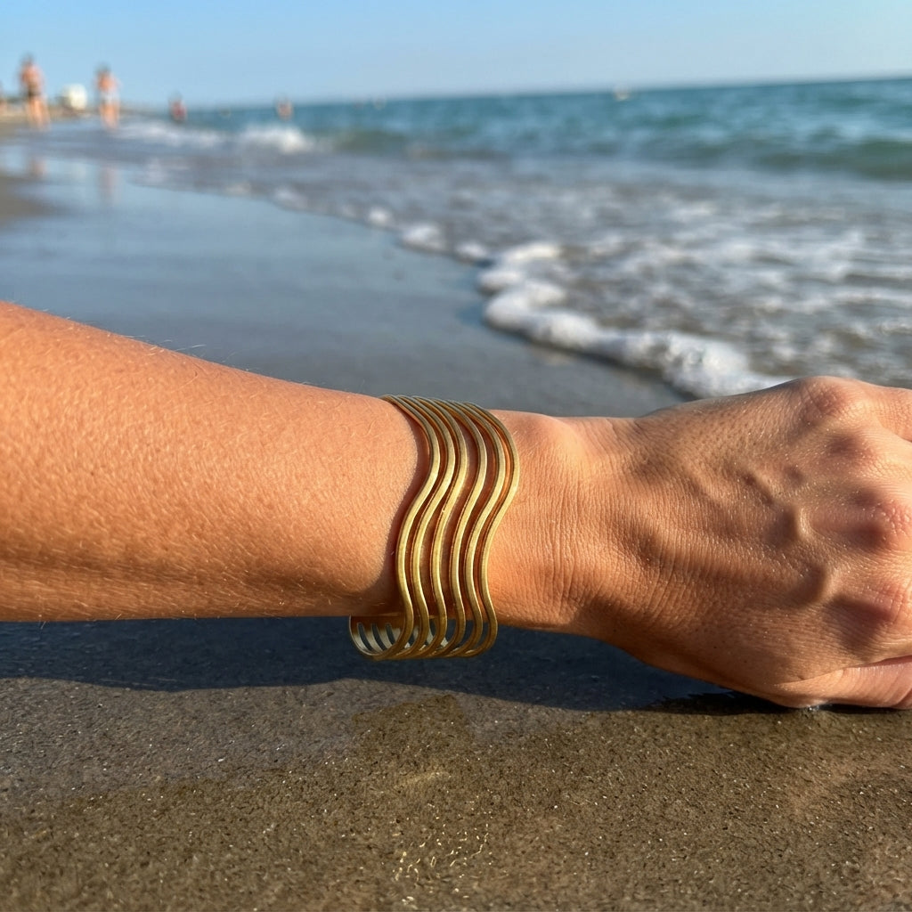 Multilayer Wave Open Bangle