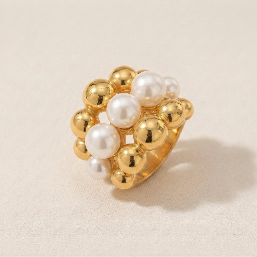 Pearl Cluster Band Ring