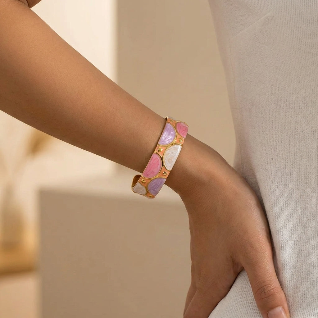 Stainless Steel Enamel Cuff Bracelet