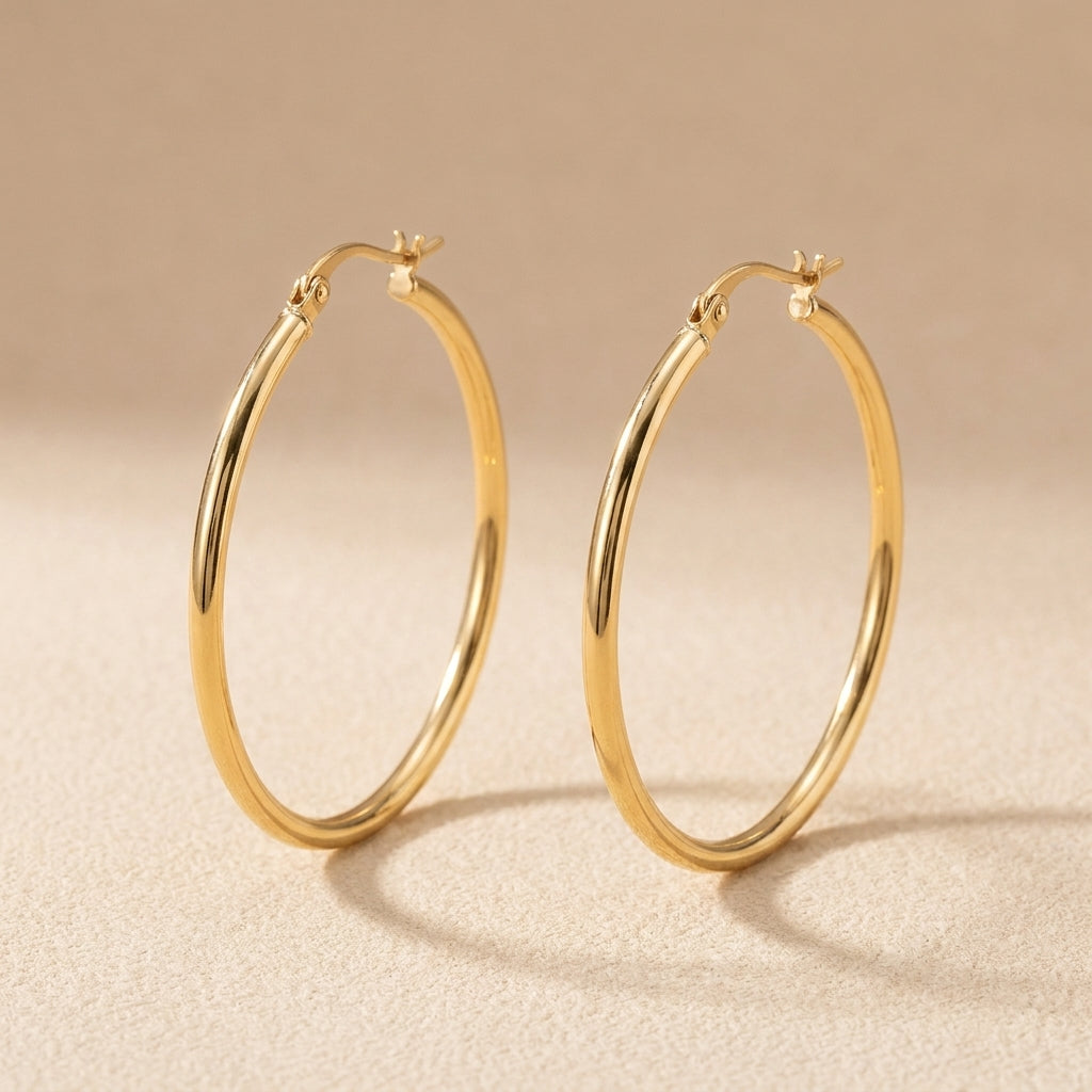 Stainless Steel Round Hoop Earrings