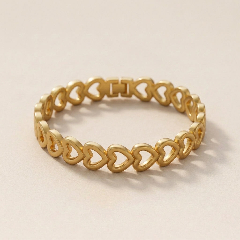 Heart Charm Cuff Bracelet