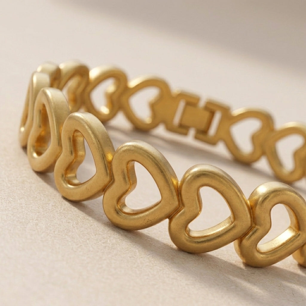 Heart Charm Cuff Bracelet