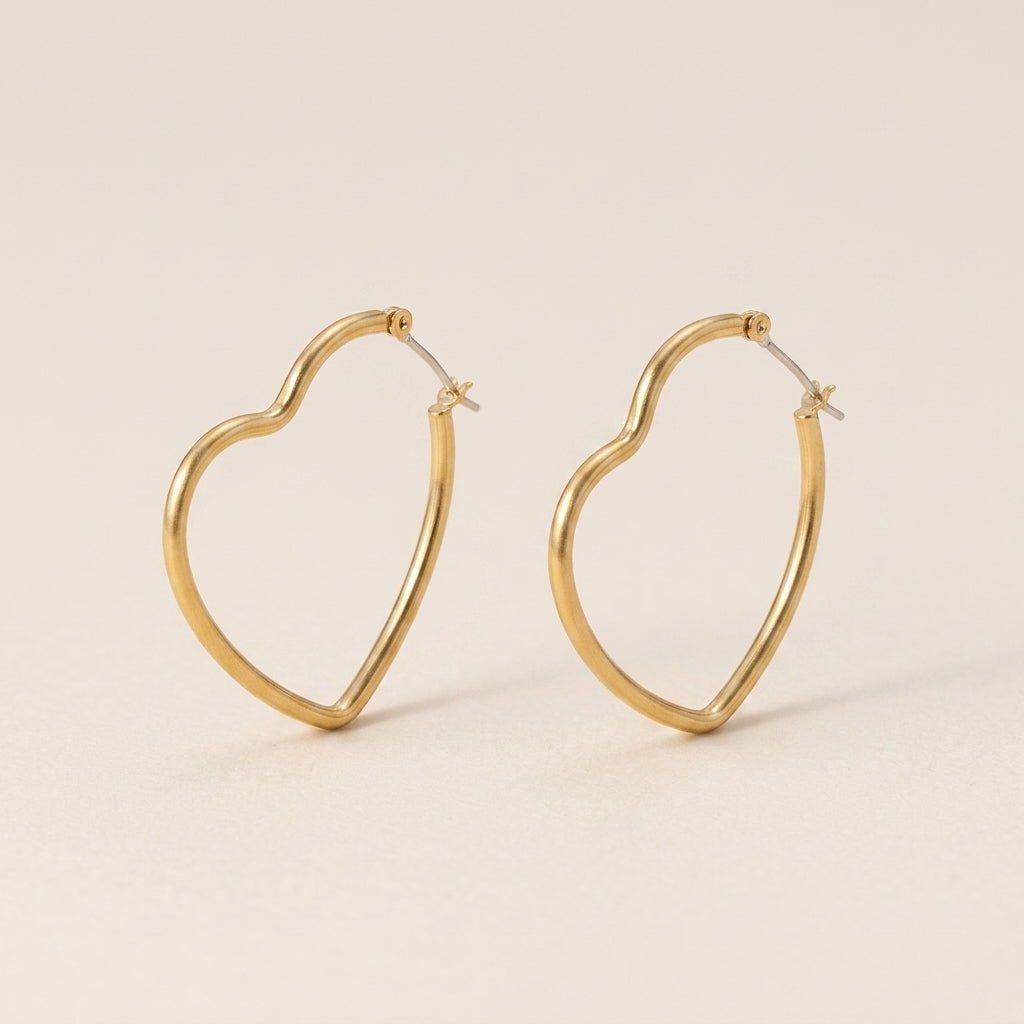 Open Heart Hoop Earrings