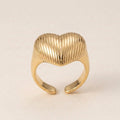 Ribbed Heart Gold Ring