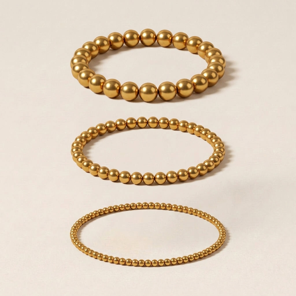 Trio Beaded Gold Bracelets