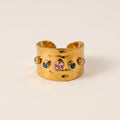 Textured Gold Ring with Gemstones