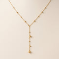 Elegant Y‑Drop Gold Bead Necklace