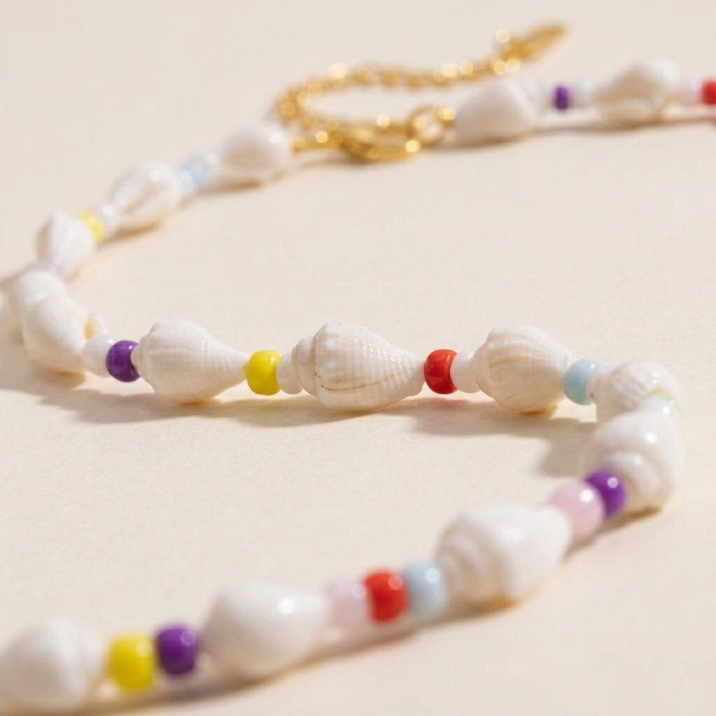 Shell & Rainbow Bead Necklace