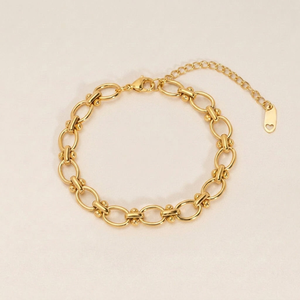 Oval Link Beaded Chain Bracelet