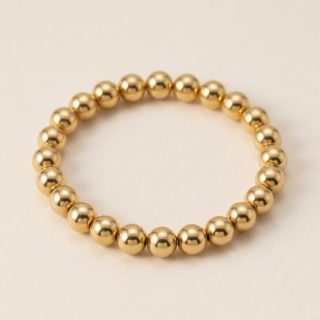 Stainless Steel Bead Bracelet Gold Plated