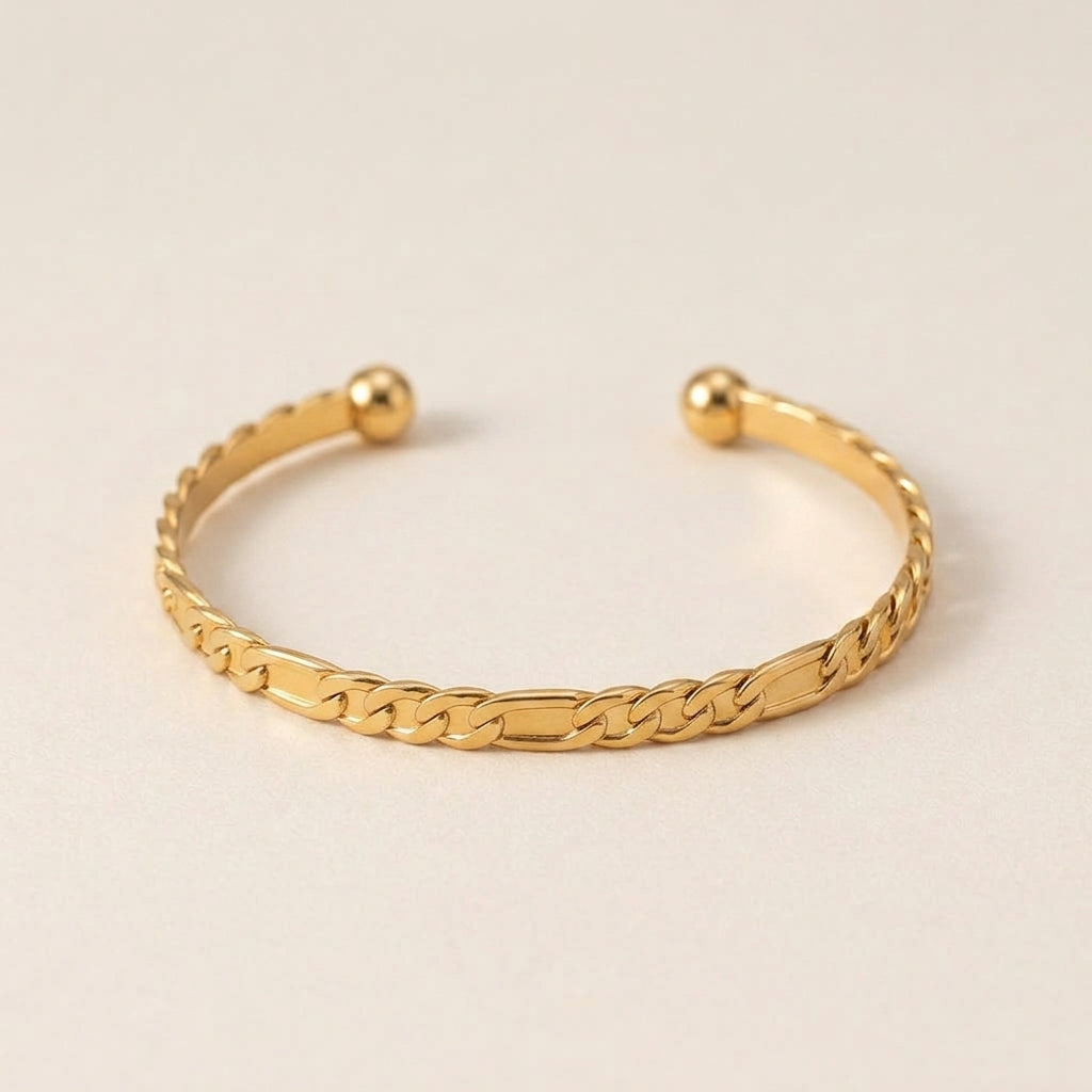 Gold Chain Link Cuff Bangle