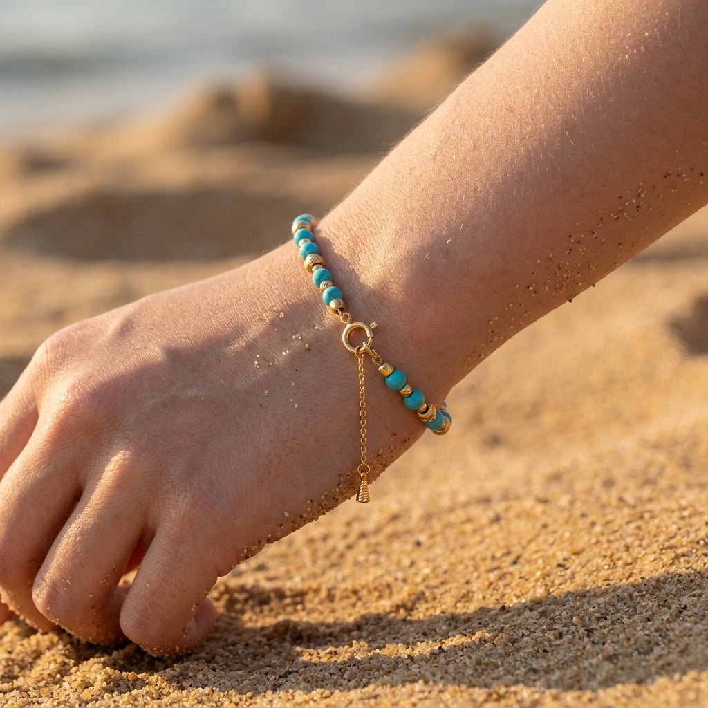 Blue Turquoise Beaded Bracelet