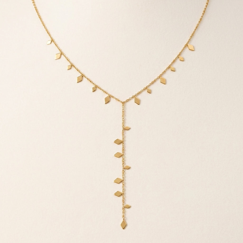 Gold Dangle Lariat Necklace