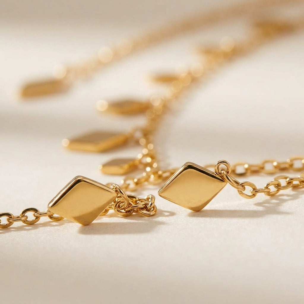 Gold Dangle Lariat Necklace