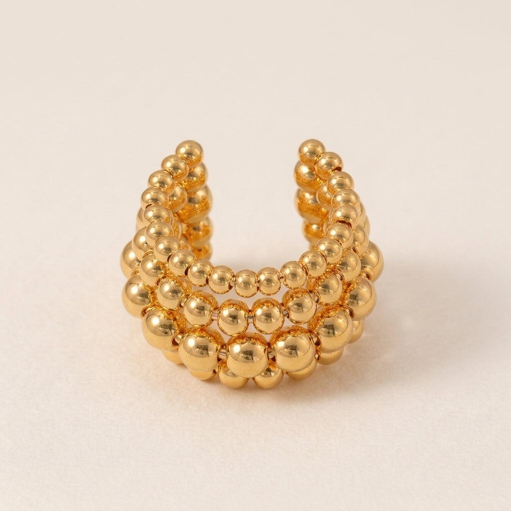 Elegant Beaded Gold Ring