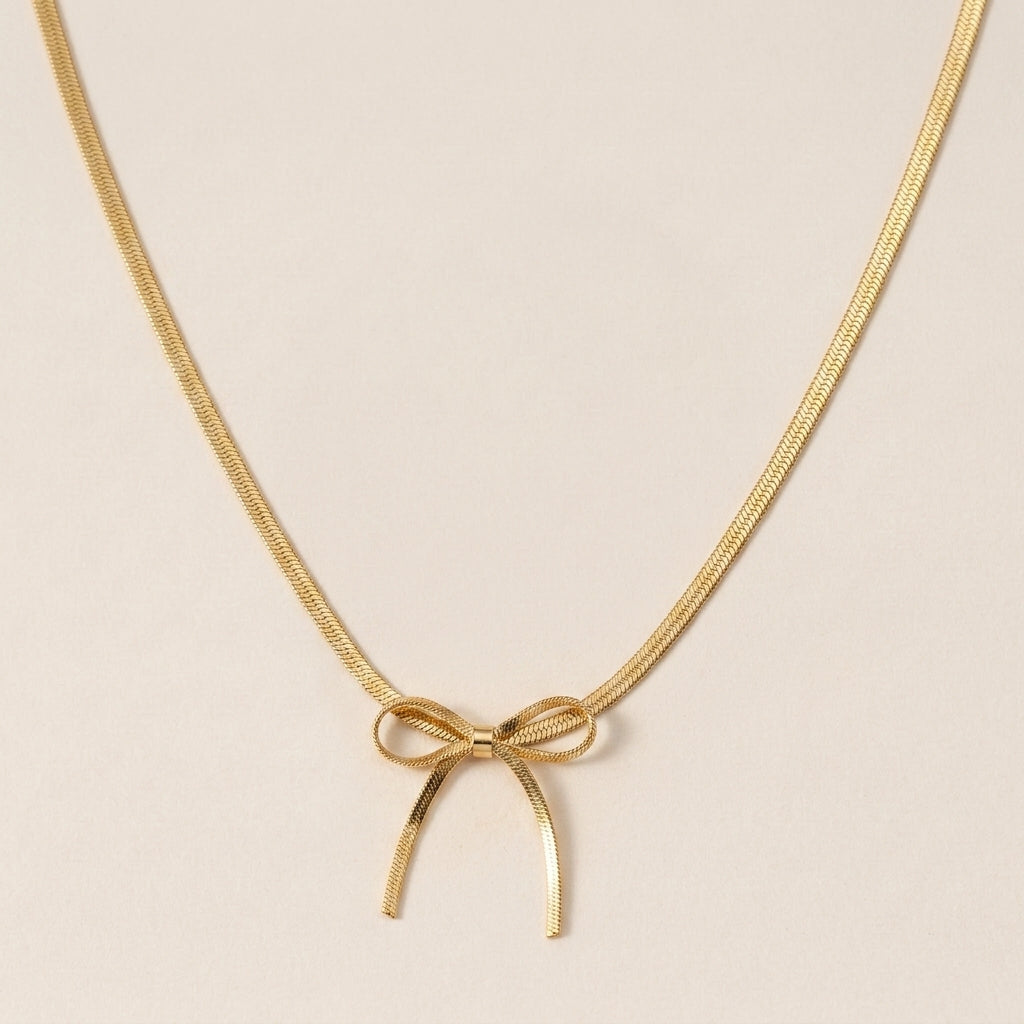 Bow Pendant Gold Necklace