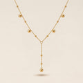 Beaded Ball Drop Gold Lariat Necklace