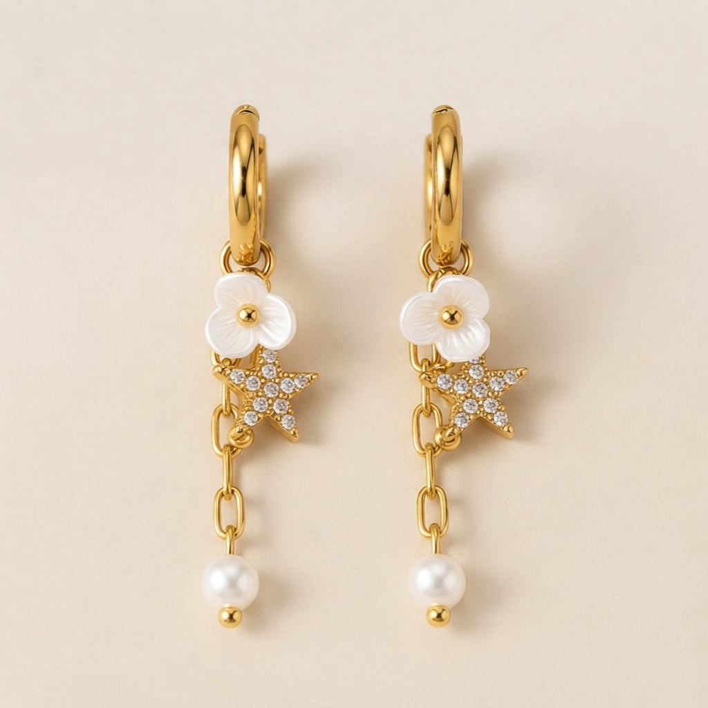 Gold Plated Baroque Pearl Drop Earrings