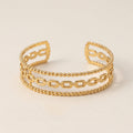 Stacked Bead Chain Cuff Bracelet