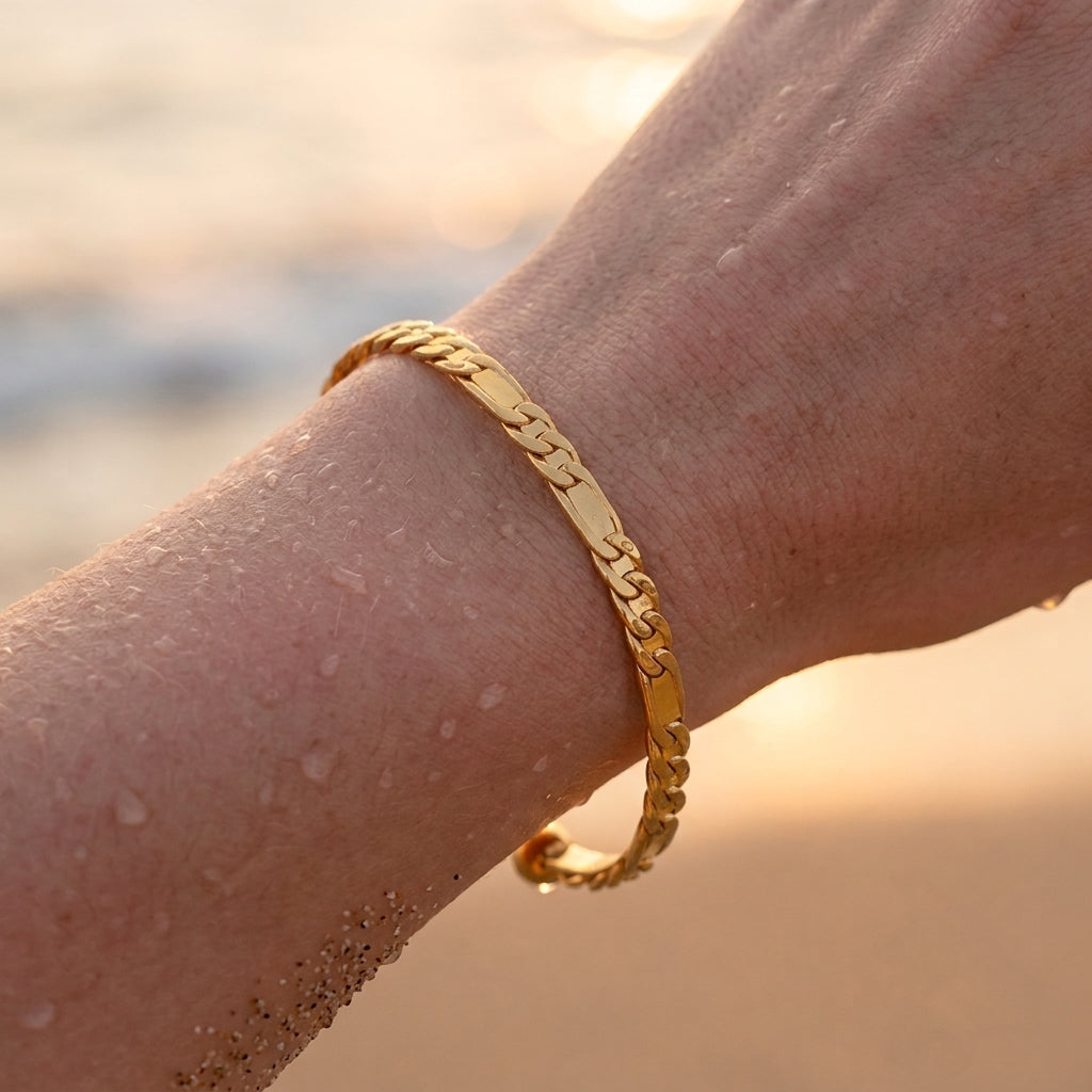 Gold Chain Link Cuff Bangle