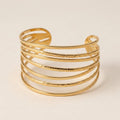 Multi-Row Wire Hammered Gold Cuff Bracelet