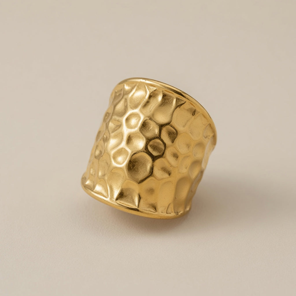 Chunky Textured Wide Gold Statement Rings