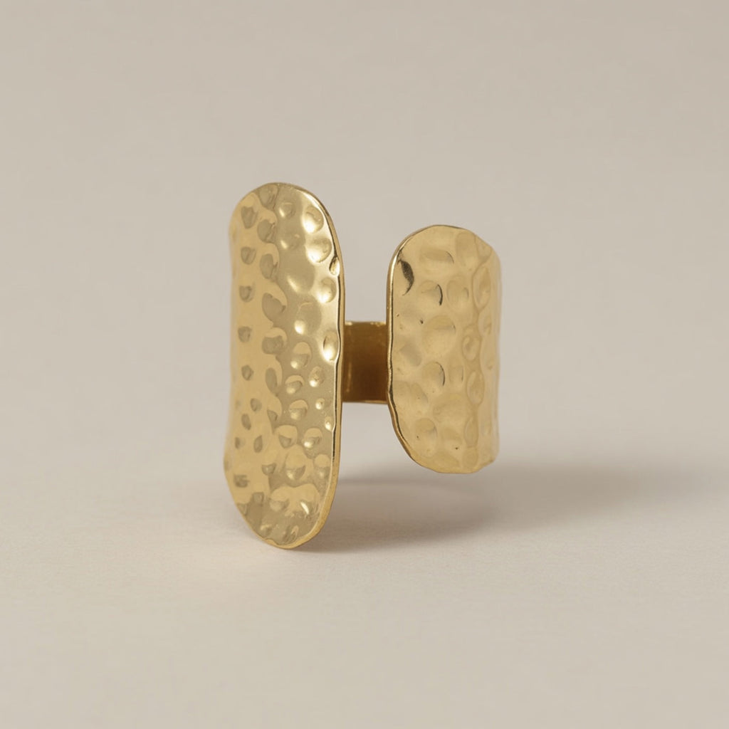 Chunky Textured Wide Gold Statement Rings